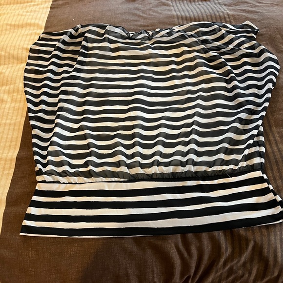 XL Black and White Sheer Style & Co Blouse - Picture 2 of 3